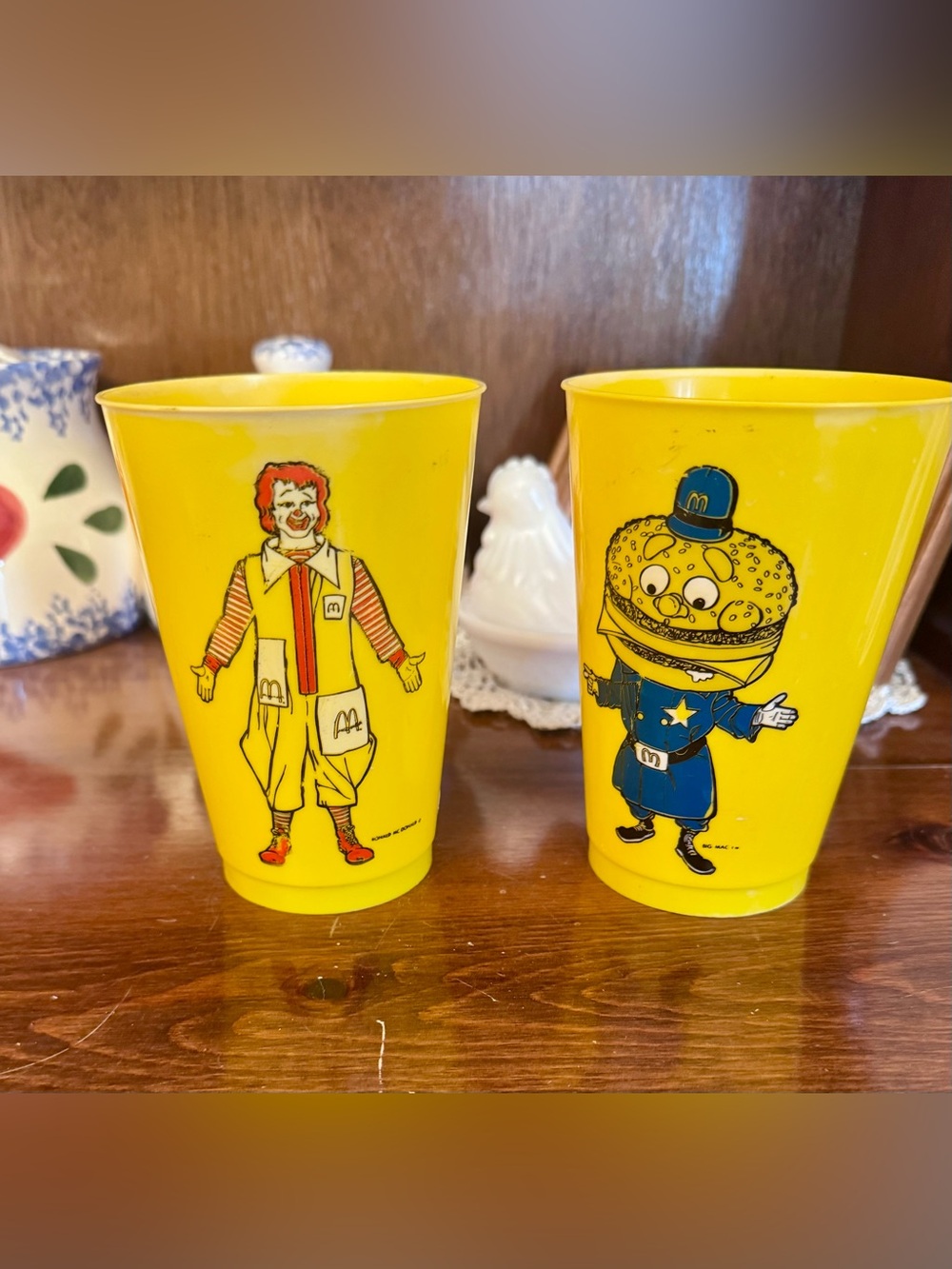 Vintage 1970’s McDonald’s Character cups with Ronald and Officer Big Mac